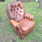 Chesterfield fauteuil stoel leuning schade, Ophalen of Verzenden