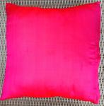 Hardroze sierkussenhoes van ruwe zijde met rits 38x38, Ophalen of Verzenden