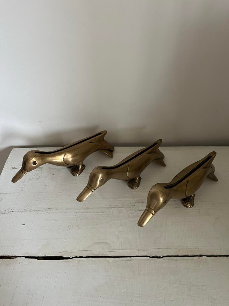 Vintage Messing Eend Beeldjes, Ophalen of Verzenden, Zo goed als nieuw, Dier