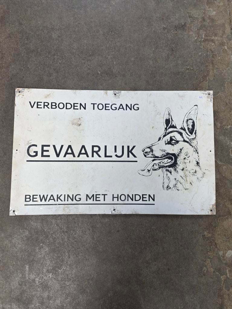Originele metalen hondenbord NL leger 80x50cm, Ophalen, ., ., Nederland