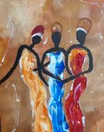 Schilderijen tweeluik met kleurrijke Afrikaanse vrouwen, Minder dan 50 cm, 50 tot 75 cm, Nieuw, Ophalen of Verzenden