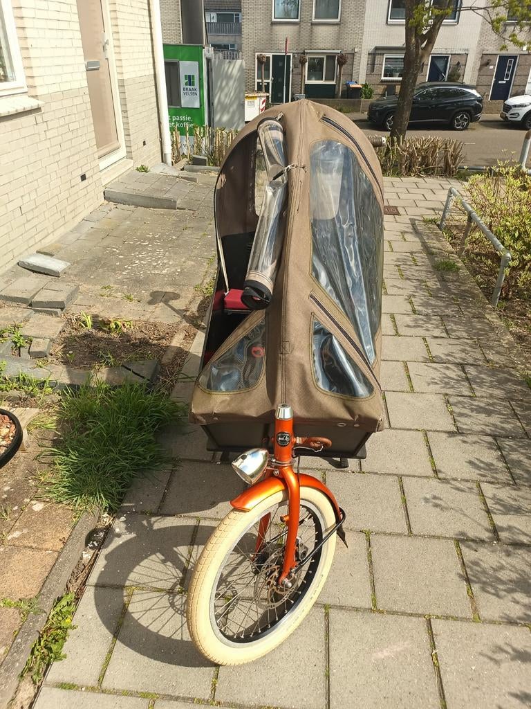 Bakfiets .nl elektrisch met nieuwe huif, Fietsen en Brommers, Fietsen | Bakfietsen, Ophalen, Gebruikt, 4 kinderen of meer, Huif