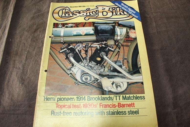 Classic Bike dec 1981 Matchless 1914 TT Francis Barnett, Ophalen of Verzenden, Gelezen