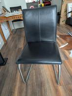 4 Eetkamerstoelen zwart leder, Huis en Inrichting, Stoelen, Ophalen, Zo goed als nieuw, Zwart, Vier