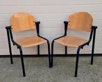 32 x Schoolstoelen hout metaal kantine horeca stoelen retro, Huis en Inrichting, Blauw, Ophalen of Verzenden, Zo goed als nieuw