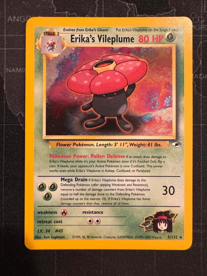Pokemon Erika's Vileplume - 5/132 - Gym Heroes - NM, Hobby en Vrije tijd, Verzamelkaartspellen | Pokémon, Nieuw, Foil, Ophalen of Verzenden