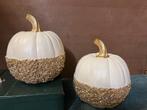 Halloween herfst 2 luxe pompoenen goud creme pompoen glitter, Ophalen of Verzenden, Nieuw