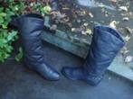 GRATIS VERZENDEN COOLE ZWARTE LEREN VINTAGE WESTERN STYLE 37, Hoge laarzen, Verzenden, Zwart, Zo goed als nieuw