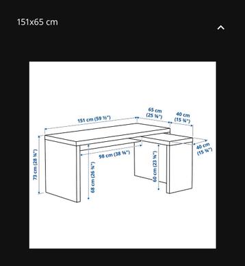 IKEA MALM bureau eiken met uitschuifbaar blad - afbeelding 4