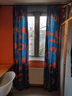 Ikea design Helen Trast 2 gordijnen blauw oranje, Gebruikt, 100 tot 150 cm, Ophalen of Verzenden, 200 cm of meer
