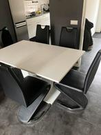 Moderne eettafel met 6 gelijke stoelen, Huis en Inrichting, Ophalen, Zo goed als nieuw, Modern, 4 tot 6 stoelen