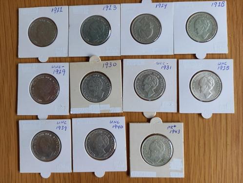 Setje zilveren guldens Wilhelmina, Postzegels en Munten, Munten | Nederland, Setje, 1 gulden, Koningin Wilhelmina, Zilver, Verzenden