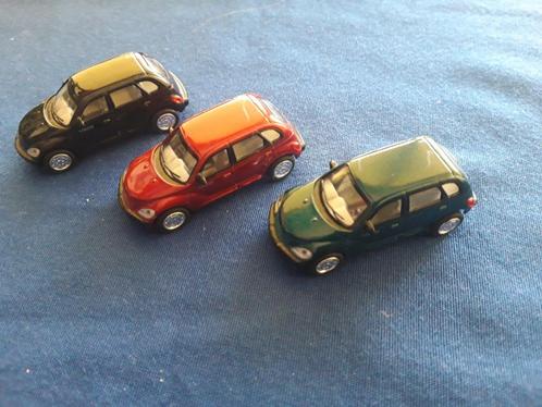 Chrysler PT-Cruiser setje rood - groen - zwart Kinsmart 1/60, Hobby en Vrije tijd, Modelauto's | Overige schalen, Zo goed als nieuw