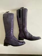 J503 Gabor: mt 39 hoge lak-leren laarzen blauw leer schoenen, Hoge laarzen, Blauw, Gabor, Ophalen of Verzenden