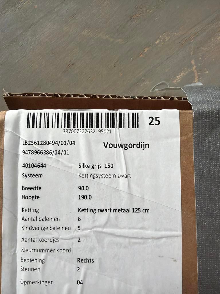 Nieuw Leenbakker vouwgordijn Silke 90 cm breed x190cm, Nieuw, Grijs, 150 tot 200 cm, 50 tot 100 cm