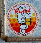 Vintage bier sticker Grolsch voor tijdens en na het carnaval, Verzamelen, Stickers, Ophalen of Verzenden, Zo goed als nieuw