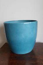 blauwe bloempot, Tuin en Terras, Bloempotten, Rond, Ophalen of Verzenden, Zo goed als nieuw, Minder dan 25 cm