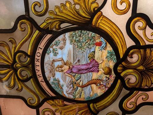 Antiek glas in lood. 72x105. €335., Antiek en Kunst, Kunst | Overige Kunst, Ophalen
