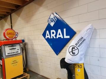 Prachtig Emaille ARAL Oil bord 96 / 96cm in zeer mooie staat beschikbaar voor biedingen