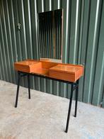 Vintage Teakhouten Kaptafel met Spiegel, Gebruikt, 100 tot 150 cm, Hout, 50 tot 100 cm