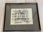 Pentekening ingekleurd John Knox's House Edenburgh, Antiek en Kunst, Kunst | Etsen en Gravures, Ophalen