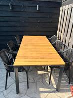 Tuintafel - Aluminium/Polywood - 200x90 cm + 6 stoelen, Tuin en Terras, Tuintafels, Ophalen, Zo goed als nieuw, Rechthoekig, Kunststof