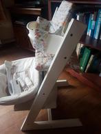 Witte Stokke tripp trapp met babyset en newbornset, Ophalen of Verzenden, Gebruikt, Meegroeistoel