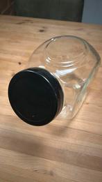 Grote glazen stapelbare grutterspot met zwart deksel, Glas of Glazen, Ophalen of Verzenden, Overige stijlen, Glas