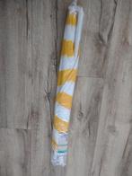 Prachtige nieuwe geel wit gestreepte strandparasol, parasol., Onb, Nieuw, Ophalen of Verzenden, Onb