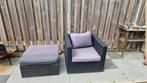 Loungestoel met voetenbankje inclusief kussens Bois Le Duc, Tuin en Terras, Tuinsets en Loungesets, Ophalen, Zo goed als nieuw