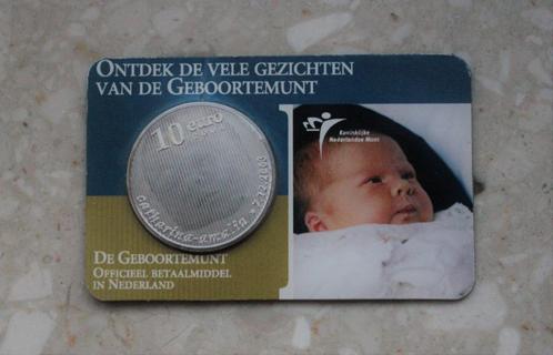 De Geboortemunt 2004 in coincard, Postzegels en Munten, Munten | Nederland, 10 gulden, Koningin Beatrix, Zilver, Geboorte of Huwelijk