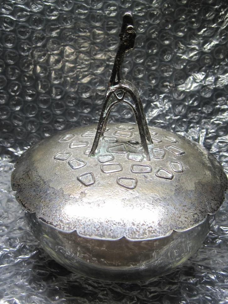 Zeldzaam bonbonschaaltje zilveren deksel met giraf Hollands, Antiek en Kunst, Antiek | Goud en Zilver, Zilver, Ophalen