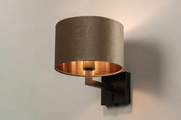wandlamp zwart champagne koper taupe hoekbank bed fluweel beschikbaar voor biedingen