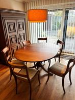 Mahoniehouten uitschuifbare tafel met 6 stoelen, Huis en Inrichting, Ophalen, Zo goed als nieuw, 4 tot 6 stoelen