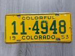 Kentekenplaat 1953 Colorado USA Nummerplaat Nummerbord, Verzamelen, Ophalen of Verzenden, Gebruikt, Auto's