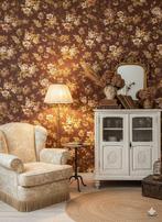 14113 bruin bloemenbehang vintage wallpaper romantisch swiet, Huis en Inrichting, Verzenden, 75 m² of meer, Roze