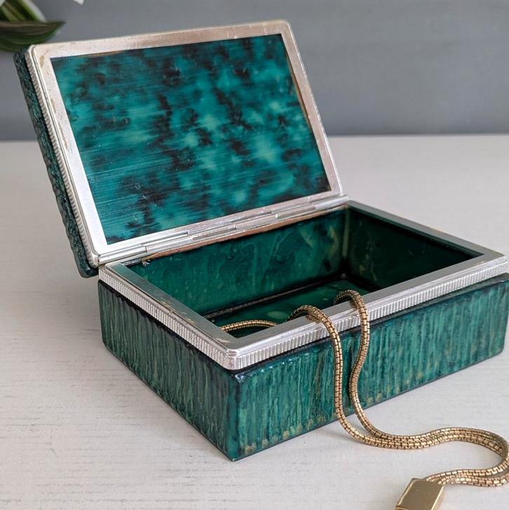 Vintage Sieradendoosje Italiaans Albast 1960, Antiek en Kunst, Curiosa en Brocante, Ophalen of Verzenden