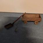 Antiek houten karretje met schepje : bieden, Antiek en Kunst, Antiek | Speelgoed, Ophalen of Verzenden