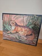 Vintage tijger schilderij, Antiek en Kunst, Ophalen of Verzenden