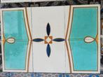 Rozenburg tegelpaneel 45x30cm, prachtig turquoise oker blauw, Ophalen