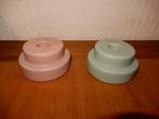 2x kaarsenhouder pastel roze en groen voor dinerkaars, Huis en Inrichting, Woonaccessoires | Kandelaars en Kaarsen, Overige materialen