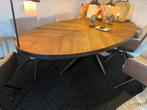 Tafel visgraat gerecycled teak ovaal 240x110 matrix poot, Huis en Inrichting, 200 cm of meer, Nieuw, 100 tot 150 cm, Metaal