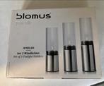 Blomus Amilio Windlichten Set van 3 - Nieuw in verpakking, Nieuw, Ophalen of Verzenden, Metaal, Grijs