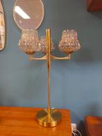 Vintage Messing Tafellamp Bureaulamp Lamp, Gebruikt, Ophalen of Verzenden, Glas, Nvt