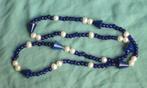Ketting met lapis lazuli, glas en zoetwaterparels, Ophalen of Verzenden, Blauw, Steen of Mineraal