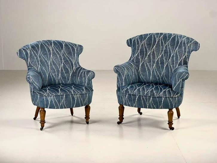 Franse bergères fauteuils 19e eeuw, Huis en Inrichting, Fauteuils, Gebruikt, Minder dan 50 cm, 75 tot 100 cm, Ophalen