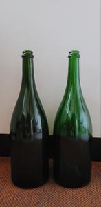 Groene glazen magnumflessen 1,5 liter - set van 2, Huis en Inrichting, Woonaccessoires | Vazen, Ophalen, Gebruikt, Glas, Minder dan 50 cm