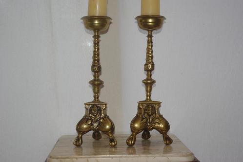 Kaarsen kandelaren ( Brons, Antiek en Kunst, Antiek | Kandelaars, Koper of Brons, Ophalen of Verzenden