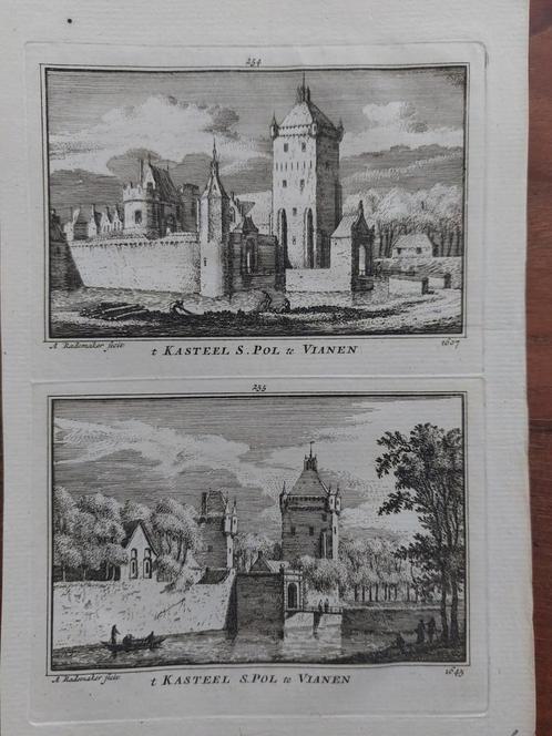 254-255 / 2 afbeeldingen Kasteel S. Pol   Vianen Gravure, Antiek en Kunst, Kunst | Etsen en Gravures, Ophalen of Verzenden