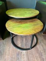 Set van 2 houten salontafels, Ophalen, Minder dan 45 cm, Gebruikt, Rond